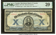 Canada Montreal, PQ- Merchants Bank of Canada $10 1.11.1919 Ch.# 460-22-04 PMG Very Fine 20. A mid-grade example of this scarce issue is offered here ...