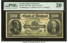 Canada Montreal, PQ- Bank of Montreal $100 2.1.1923 Ch.# 505-56-10 PMG Very Fine 20. An enticing example of the highest denomination from the 1923 ser...