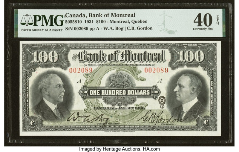 Canada Montreal, PQ- Bank of Montreal $100 2.1.1931 Ch.# 505-58-10 PMG Extremely...