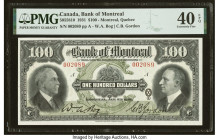Canada Montreal, PQ- Bank of Montreal $100 2.1.1931 Ch.# 505-58-10 PMG Extremely Fine 40 EPQ. All details are fully visible on this handsome example f...