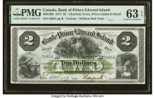 Canada Charlotte Town, PEI- Bank of Prince Edward Island $2 1.1.1877 Ch.# 600-12-08 PMG Choice Uncirculated 63 EPQ. An usually pleasing example of thi...
