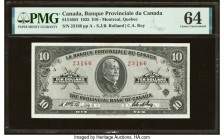 Canada Montreal, PQ- Banque Provinciale du Canada $10 2.1.1935 Ch.# 615-16-04 PMG Choice Uncirculated 64. A beautiful example from this Montreal bank ...
