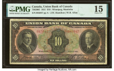 Canada Winnipeg, MB- Union Bank of Canada $10 1.7.1921 Ch.# 730-20-05 PMG Choice Fine 15. A well circulated example from this rather scarce Winnipeg b...