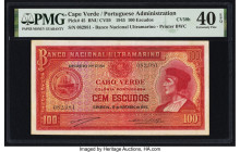 Cape Verde Banco Nacional Ultramarino 100 Escudos 16.11.1945 Pick 45 PMG Extremely Fine 40 EPQ. The Bartolomeu Dias series of banknotes for Cape Verde...