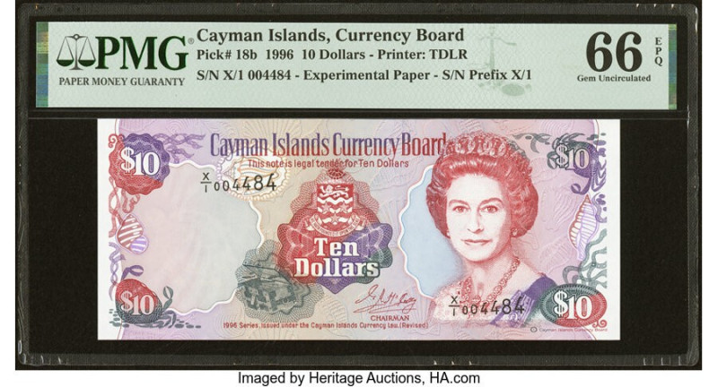 Cayman Islands Currency Board 10 Dollars 1996 Pick 18b Experimental Paper PMG Ge...