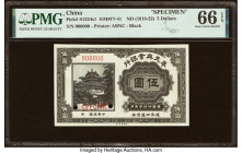 China Mukden Bank of Industrial Development 5 Dollars ND (1918-22) Pick S1324s1 Specimen PMG Gem Uncirculated 66 EPQ. A scarce Specimen featuring a lo...