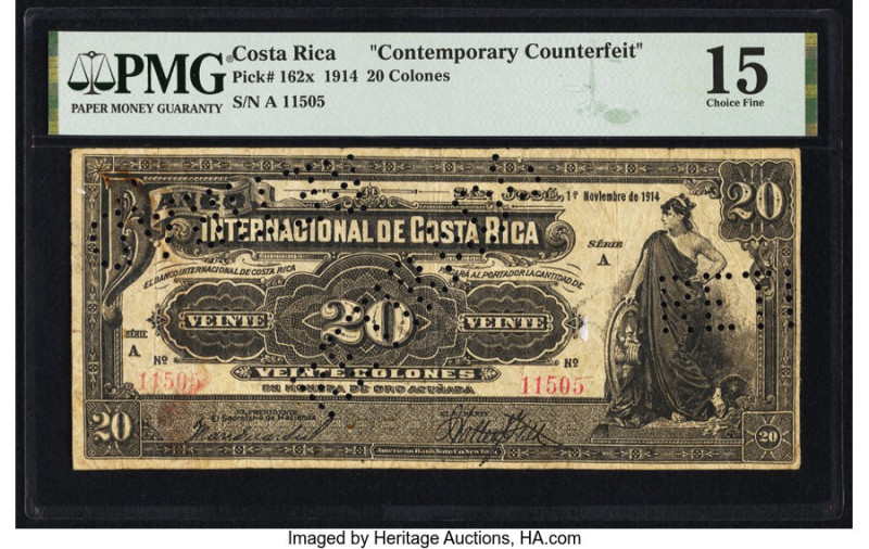 Costa Rica Banco Internacional de Costa Rica 20 Colones 1.11.1914 Pick 162x Cont...