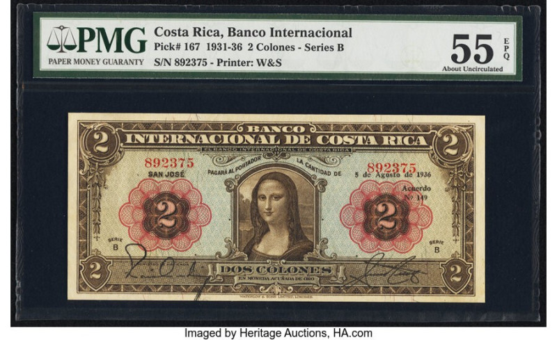 Costa Rica Banco Internacional de Costa Rica 2 Colones 5.8.1936 Pick 167 PMG Abo...