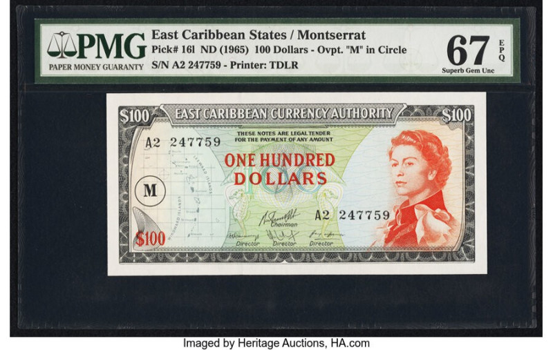 East Caribbean States Currency Authority, Montserrat 100 Dollars ND (1965) Pick ...