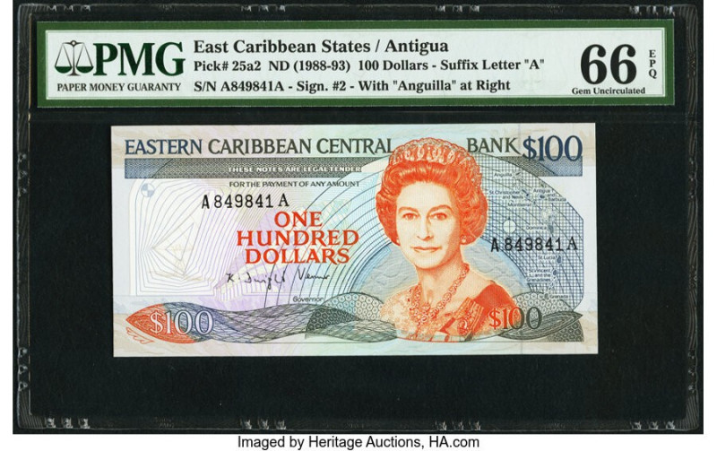 East Caribbean States Central Bank, Antigua 100 Dollars ND (1988-93) Pick 25a2 P...