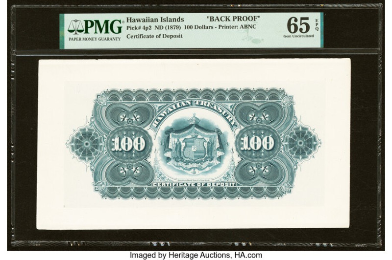 Hawaii Kingdom Of Hawaii, Department of Finance 100 Dollars ND (1879) Pick 4p2 B...