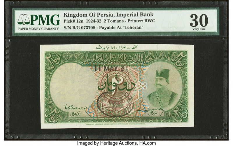 Iran Kingdom of Persia, Imperial Bank 2 Tomans 11.5.1931 Pick 12n Teheran PMG Ve...