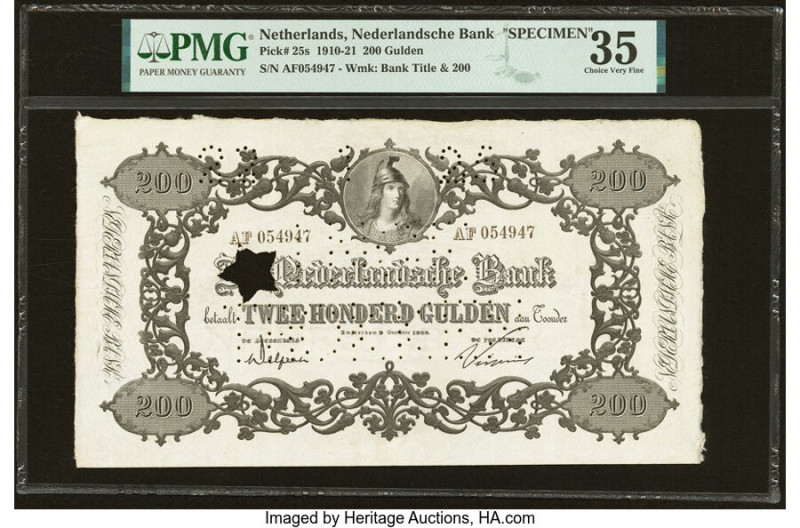 Netherlands Netherlands Bank 200 Gulden 9.12.1920 Pick 25s Specimen PMG Choice V...