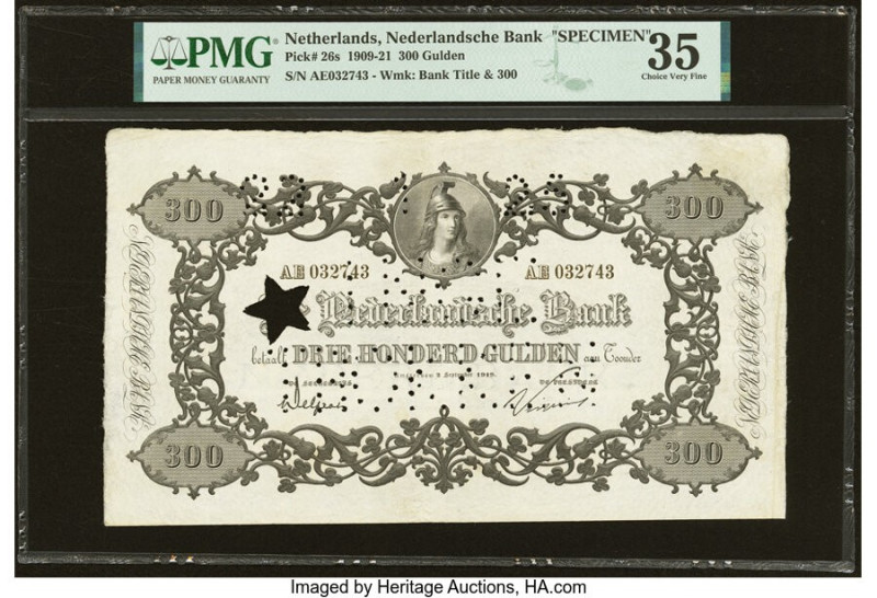 Netherlands Netherlands Bank 300 Gulden 2.9.1919 Pick 26s Specimen PMG Choice Ve...