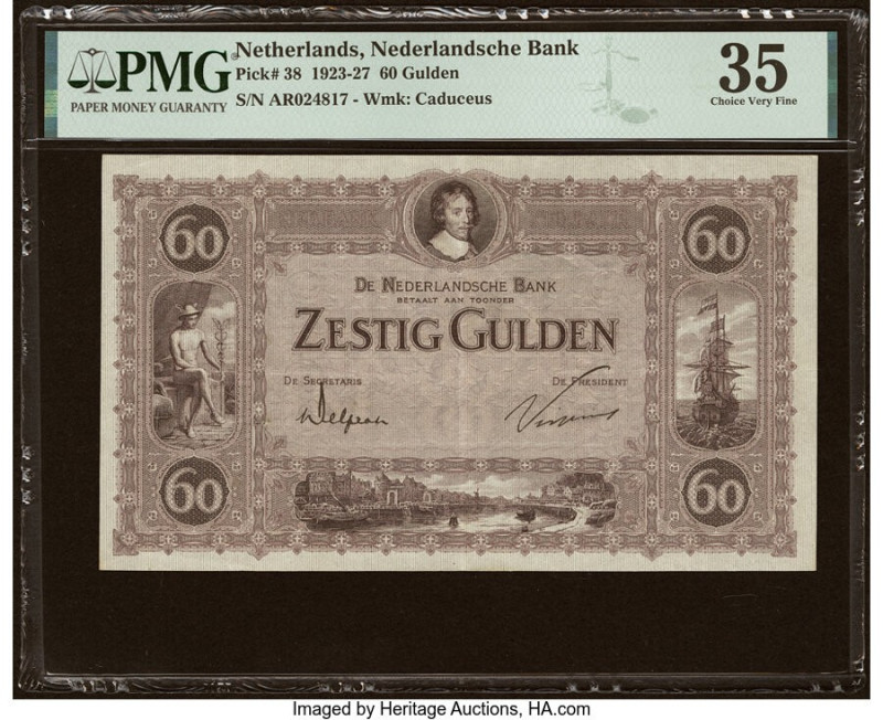 Netherlands Netherlands Bank 60 Gulden 2.2.1927 Pick 38 PMG Choice Very Fine 35....