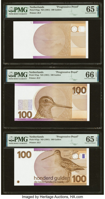 Netherlands Netherlands Bank 100 Gulden ND (1981) Pick 97pp Three Progressive Pr...