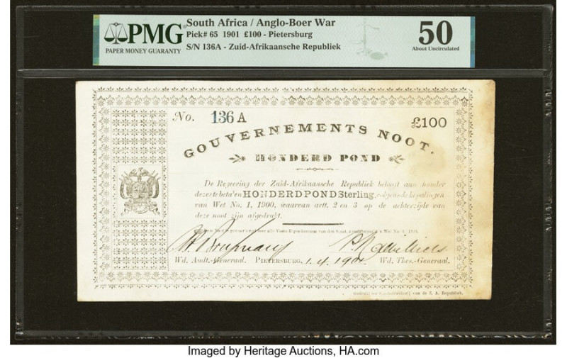 South Africa Government Noot, Pietersburg 100 Pounds 1.4.1901 Pick 65 PMG About ...