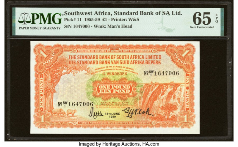 Southwest Africa Standard Bank of South Africa Limited 1 Pound 15.6.1959 Pick 11...