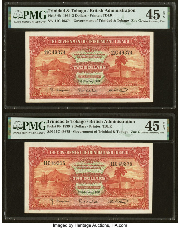 Trinidad & Tobago Government of Trinidad and Tobago 2 Dollars 2.1.1939 Pick 6b T...