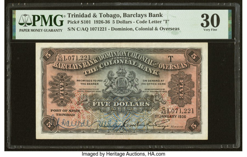 Trinidad & Tobago Barclays Bank Dominion, Colonial and Overseas 5 Dollars 1.1.19...