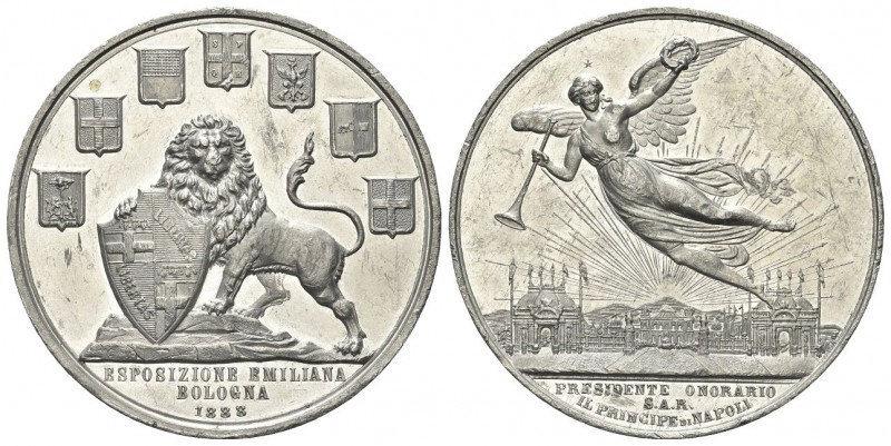 BOLOGNA
Durante Umberto I, 1878-1900. Medaglia 1888. 
Metallo bianco gr. 41,79...