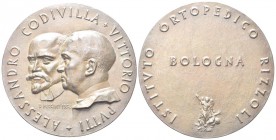BOLOGNA
A. Codivilla e V. Putti. Medaglia 1958 opus T. Peccini
Æ gr. 253,28 mm 91,50
Dr. ALESSANDRO CODIVILLA VITTORIO - PVTTI. Busti a s.; sotto, ...