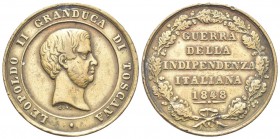 FIRENZE
Leopoldo II d'Asburgo Lorena, 1824-1859. Medaglia 1848.
Æ gr. 14,60 mm 28
Dr. Testa nuda del Granduca a d.; sotto il taglio del collo, G.N....