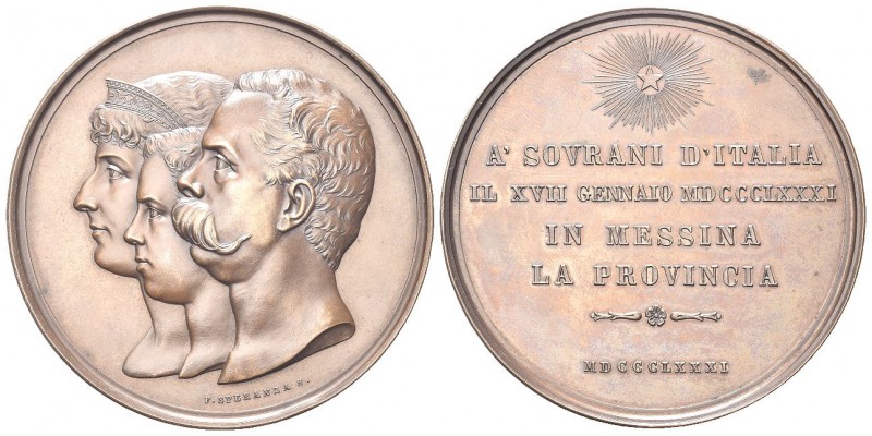 MESSINA
Umberto I, 1878-1900. Medaglia 1881 opus F. Speranza.
Æ gr. 118,03 mm ...