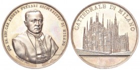 MILANO
Andrea Carlo Ferrari (arcivescovo), 1850-1921. Medaglia opus E. Farè.
Æ gr. 52,59 mm 53,5
Dr. SUA EM REV CAR ANDREA FERRARI ARCIVESCOVO DI M...