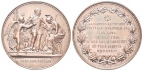 ROMA
Vittorio Emanuele II, 1861-1878. Medaglia 1874 opus C. Moscetti. 
Æ gr. 178,2 mm 76 
Dr. Il Re, in uniforme stante e frontale, tra un araldo c...
