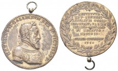 SIENA
Enrico II di Valois, 1519-1559. Medaglia 1552. 
Æ dorato gr. 36,39 mm. 54,2 
Dr. ENRICVS II GALLIARVM REX INVICTISS PP. Busto laureato a d., ...