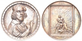 UDINE
Filippo Giuseppini (pittore), 1811-1862. Medaglia opus A. Fabris.
Æ gr. 68,03 mm 50
Dr. F GIUSEPPINI - D’UDINE. Busto, di scorcio, verso d., ...