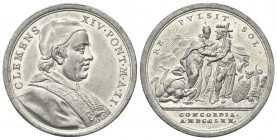 ROMA
Clemente XIV (Gian Vincenzo Antonio Ganganelli), 1769-1774. Medaglia 1770 a. II.
Metallo bianco gr. 9,11 mm 33
Dr. CLEMENS - XIV PONT M A II. ...