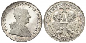 ROMA
Paolo VI (Giovanni Battista Montini), 1963-1978. Medaglia devozionale s. d. opus P. Giampaoli ed E. Pagani.
Ag gr. 31,60 mm 44,5
Dr. PAVLVS VI...