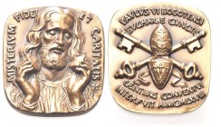 ROMA
Paolo VI (Giovanni Battista Montini), 1963-1978. Medaglia 1968 Opus F. Messina.
Æ gr. 29,64 mm 36
Dr. PAVLVS VI BOGOTENSI / EUCAR E CVNCTIS. S...