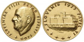 SLOVENIA
Paolo VI (Giovanni Battista Montini), 1963-1978. Medaglia 1973 opus Gorce.
Æ dorato gr 32,66 mm 39 
Dr. SLOVENIAE FILII PETRO FIDELES 1200...