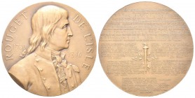 FRANCIA
Rouget de Lisle 1760-1836 Medaglia opus A. Borrel 1911.
Æ gr. 83,75 mm 52.2
Dr. ROUGET - DE L’ISLE. Busto a d.; ai lati, 1760 - 1836; sulla...