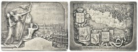 FRANCIA
Inizi del XX secolo. Placchetta 1911 opus VP. Dautel.
Æ argentato gr. 109,55 mm 54,5 x 72,2
Dr. EXPOSITION INTERNATIONALE DES INDUSTRIES ET...