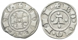 BOLOGNA
Repubblica, monetazione a nome di Enrico VI Imperatore, 1191-1336. Bolognino grosso.
Ag gr. 1,13
Dr. ENRICIIS. Le lettere I P R T disposte ...