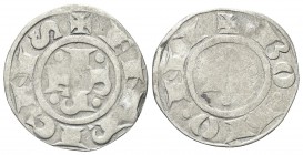 BOLOGNA
Repubblica, monetazione a nome di Enrico VI Imperatore, 1191-1336. Bolognino grosso.
Ag gr. 1,10
Dr. ENRICIIS. Le lettere I P R T disposte ...