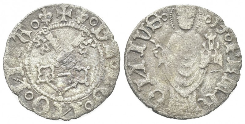 BOLOGNA
Monetazione Anonima Pontificia, sec. XV. Quattrino.
Mi gr. 0,68
Dr. D...