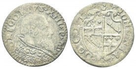 BOLOGNA
Gregorio XIII (Ugo Boncompagni), 1572-1585. Sesino.
Mi gr. 1,00
Dr. GREGORIVS XIII P M. Busto a d., con piviale decorato con fogliami. Rv. ...