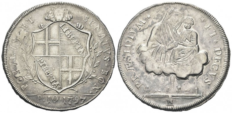 BOLOGNA
Governo Popolare, 1796-1797. Scudo da 10 Paoli 1797.
Ag gr. 28,96
Dr....