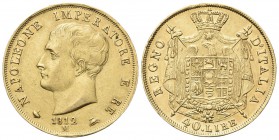 MILANO
Napoleone I Re d’Italia, 1805-1814. 40 Lire 1812 puntali sagomati (8 della data ribattuto).
Au 
Dr. Testa nuda a s. Rv. Stemma coronato su p...