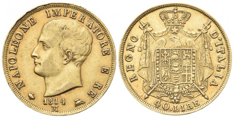 MILANO
Napoleone I Re d’Italia, 1805-1814. 40 Lire 1814 puntali sagomati.
Au ...