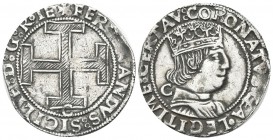 NAPOLI
Ferdinando I d’Aragona (Ferrante), 1458-1494. Coronato, sigla C gotica.
Ag gr. 3,85
Dr. FERNANDVS SICILIE D G R IE. Croce potenziata; sotto,...