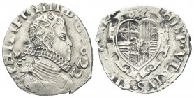 NAPOLI
Filippo IV di Spagna, 1621-1665. Tarì 1622.
Ag gr. 5,76
Dr. PHILIPP IIII D G 1622. Busto radiato a d., con alto collare. Rv. HISP VTRIV SICI...
