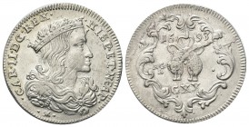 NAPOLI
Carlo II di Spagna, Re di Napoli e Sicilia, 1665-1700. Tarì 1693.
Ag gr. 4,36
Dr. CAR II DG REX - HISP ET NEAP. Busto coronato a d. Rv. Toso...