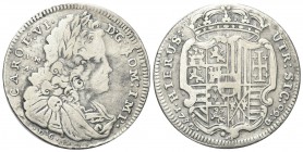 NAPOLI
Carlo III (poi VI) d’Asburgo, Re di Spagna e di Napoli 1707-1711, Imperatore d’Austria e re di Napoli, 1711-1734. Mezza Piastra 1732.
Ag gr. ...