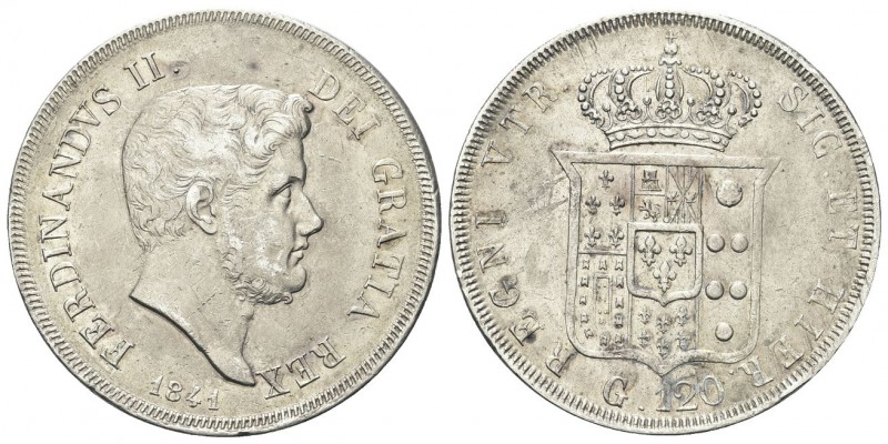 NAPOLI
Ferdinando II di Borbone, 1830-1859. Piastra da 120 Grana 1841.
Ag 
Dr...